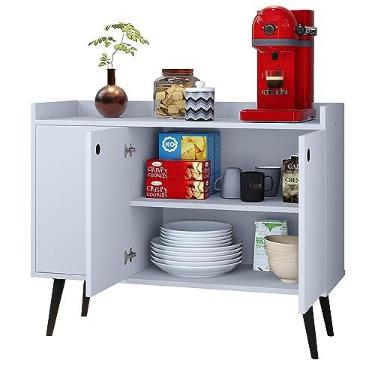 Imagem de Aparador Buffet Pequeno Retrô Cantinho Café Decoração Sala Escritório Cozinha Recepção Wood New Simples - RPM (Branco)