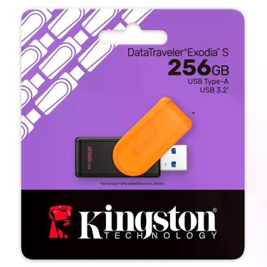 Imagem de Pendrive Kingston Exodia S 256GB USB 3.2 Velocidade Até 100MB-s Preto e Laranja