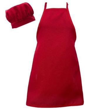 Imagem de Avental Infantil Com Touca De Cozinheiro Vermelho Oxford - Recanto da 