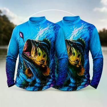 Imagem de KIT 2 Unidades Camiseta UV Proteção Solar Manga Longa Pescaria Pesca M