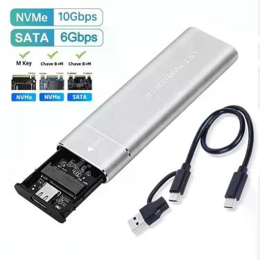 Imagem de Gabinete Externo Para SSD M2 NVMe SATA De Protocolo Duplo 10Gbps USB 3