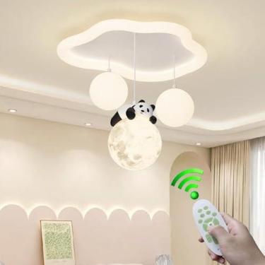 Imagem de Luminária de teto LED para quarto de pais e filhos, luz quente acrílica, lustre decorativo em formato de nuvem com controle remoto, luminária criativa para ambientes internos, como sala de j