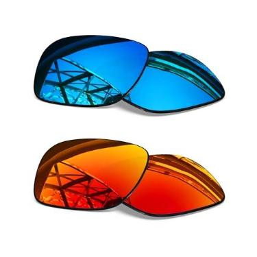 Imagem de SmartVLT Lentes de substituição masculinas Ice Blue & Fire Red para óculos de sol Oakley TwoFace OO9189