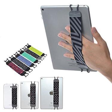 Imagem de TFY Alça de mão de segurança compatível com tablets, iPad 10ª geração, Air 5, Air 4, Mini 6 e Pro de 9,7 polegadas, Pro de 11 polegadas - Samsung Galaxy Tab & Note - Google Nexus e mais - Cinza/Preto