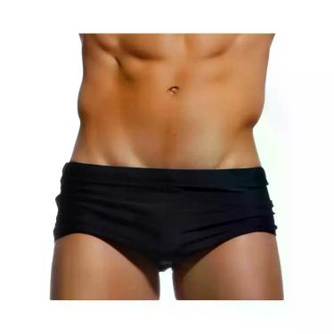 Imagem de Sunga Masculina Acolchoada Push-up Branca Lisa Para Verão, Praia E Sur