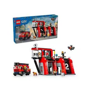 Imagem de LEGO City Quartel e Caminhão dos Bombeiros; Conjunto 60414