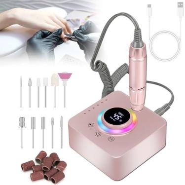 Imagem de Máquina de lixar unhas recarregável de 45.000 RPM, polidor de esmaltes, lixadeira elétrica de manicure, ferramentas de salão de baixo ruído, bateria grande de 14,8 Wh