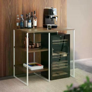 Imagem de Aparador Adega Industrial Bar Barzinho Bourbon Aço Branco E Carvalho 80 Cm