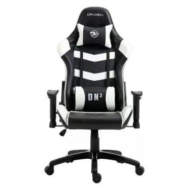 Imagem de Cadeira Gamer Draxen Dn3, Giratória, Até 150Kg, Preto/Branco