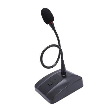 Imagem de Microfone condensador de pescoço de ganso de mesa, microfone de pódio XLR com indicador para palestras, reuniões, streaming e videoconferência, preto