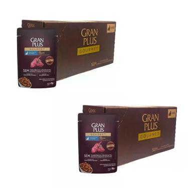 Imagem de Kit 2 Caixa GranPlus Gourmet Sachê Sabor Ovelha Gatos Castrados 85g