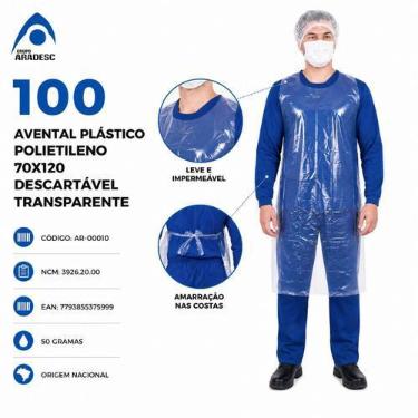 Imagem de 100 avental plastico polietileno 70x120 desc. transparente - ARADESC, 