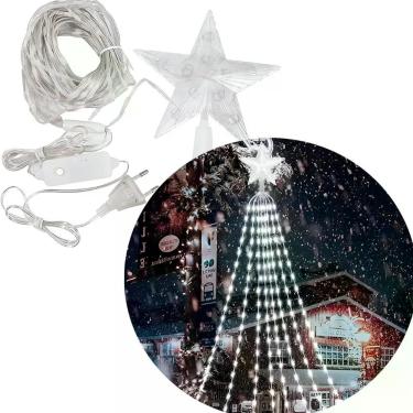 Imagem de Ponteira Estrela Luzes Leds Branco Enfeite Natal 1,5m Bivolt