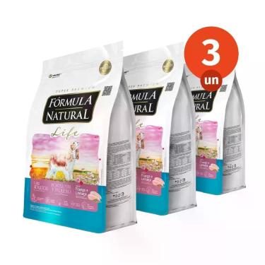 Imagem de Kit 3 Ração Fórmula Natural Life Cães Adultos Porte Mini e Pequeno 2,5