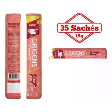 Imagem de Petisco Cremoso Gato Origens Creminho Sachê Carne 15g 35 Un.