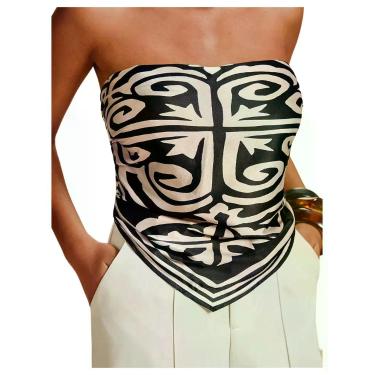 Imagem de Bandana sem alças com estampa gráfica Tube Top Floerns