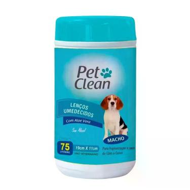 Imagem de Lenços Umedecidos Macho Pet Clean para Cães e Gatos - 75 Unidades