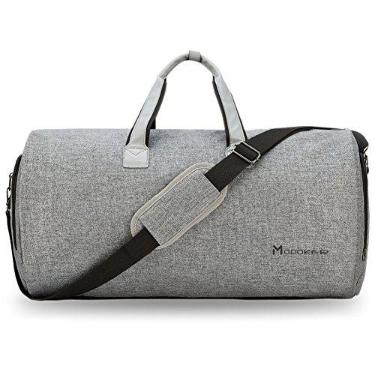 Imagem de Modoker Bolsas de vestuário para viagem, bolsa esportiva conversível com alça de ombro para homens e mulheres - 2 em 1 bolsa de viagem suspensa terno malas de viagem, Cinza-claro, 45l, Macio