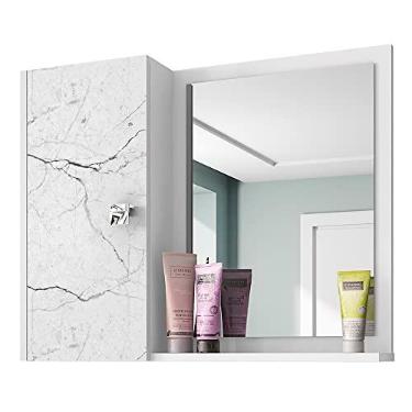 Imagem de Armário Banheiro Espelheira Gênova Com 1 Porta Cor Branco/Carrara