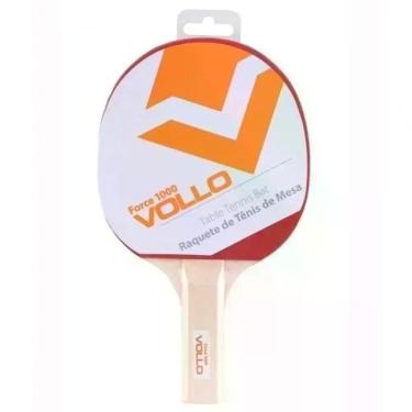 Imagem de Raquete de Tênis de Mesa Force 1000 para Jogadores Iniciantes Cabo Reto Borracha Lisa Preto e Vermelho Vollo Sports