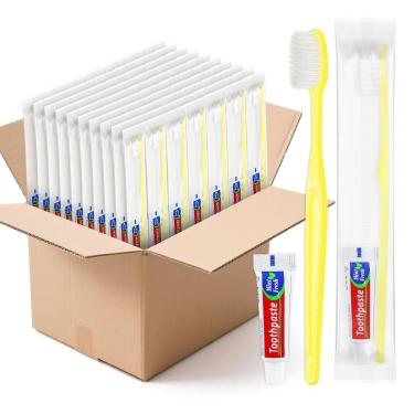 Imagem de Kit de Escovas de Dente Descartáveis HOIQIRY 500 unidades com Pasta de