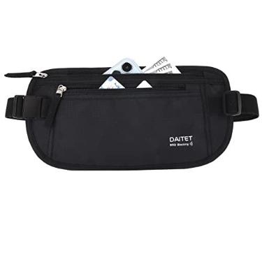 Imagem de Cinto de dinheiro com bloqueio de RFID para homens e mulheres, pochete fina para viagens, corrida, carteira de cintura oculta para suporte de passaporte, telefone, dinheiro, Preto, Rfid Blocking &