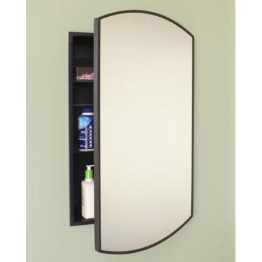 Imagem de Armário de remédios para banheiro retangular com moldura de metal Harper Crescent 50 x 76 cm, espelho arqueado, abertura de parede de 35,5 x 45,7 cm, aço revestido com pó, prateleiras de vidro