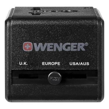 Imagem de Adaptador Universal de Tomada com Porta Usb, Policarbonato, Preto, Wenger