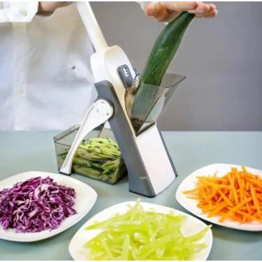 Imagem de Fatiador Mandolin Ajustavel Multifuncional Food Chopper Mandoline Slicer Cortador e Fatiador de Verdura e Legumes, Multifuncional de Inox Profissional com 5 Funções, 8 Tipos de Cortes, Ralador Manual
