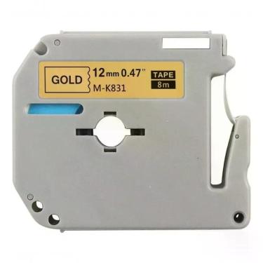 Imagem de Fita para Rotulador M-k831 Compatível com Dymo 45013 12MM X 8M Bivolt Preto e Dourado