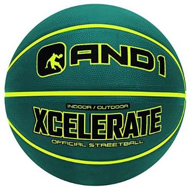Imagem de AND1 Fantom Rubber Basketball & Pump (série de dois tons) - Bola de rua tamanho oficial 7 (75 cm), feita para jogos de basquete internos e externos (azul-petróleo/volt)