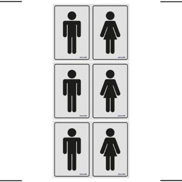 Imagem de Combo 3 Placas De Sinalização Banheiro Masculino - Feminino 20x15 Ekomunike - B-567 F9e