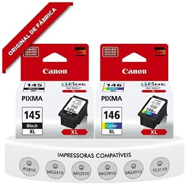 Imagem de CANON Cartucho Combo PG-145XL Preto / CL-146XL Pixma Pixma IP2810 MG2410 MG2510 MG2910 MG3010 TS3110 Set Cartucho (1 Black & 1 Color) Em Embalagens de Varejo