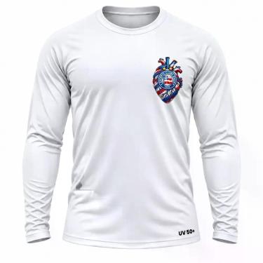 Imagem de Camisa Uv +50 Bahia Torcedor Coração Tricolor cor:BrancoTamanho:G1 - G