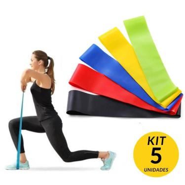 Imagem de Kit 5 Faixa Elastica Treino Ginastica Pilates E Fisioterapia - BLACK W