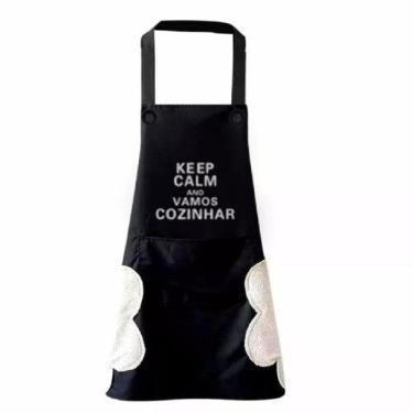 Imagem de Avental de Cozinha com Seca Mãos e Bolso Uniforme Preto - Unyhome