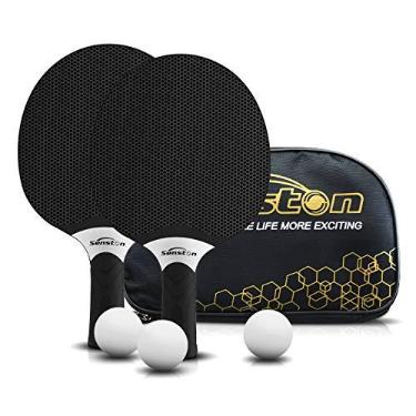 Imagem de Senston Conjunto de raquetes de tênis de mesa, raquete profissional de tênis de mesa com 3 bolas, conjunto de raquetes de ping pong de borracha composta