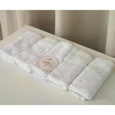 Imagem de Kit 5 Fraldas de Pano para Bebê 68 cm x 70 cm Urso Bublim, Bailarinas