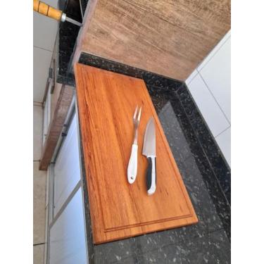 Imagem de Tábua de Carne para Churrasco Corte Madeira Maciça Grande 60cm - Ligna