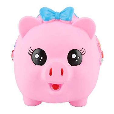 Imagem de Cofrinho de plástico porquinho dos desenhos animados moeda caixa de poupança de dinheiro banco de dinheiro presentes para crianças(Pink)
