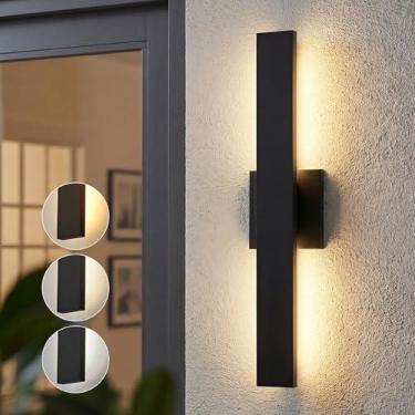 Imagem de JOKAONOTL Luzes de parede externas de LED modernas pretas atualizadas de 59.9 cm 3000K 4000K 5000K 5000K luminária externa regulável para casa, garagem, porta da frente