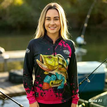 Imagem de Camisa Camiseta De Pesca Tucunaré Feminino Com Proteção Uv50 - Pesca N