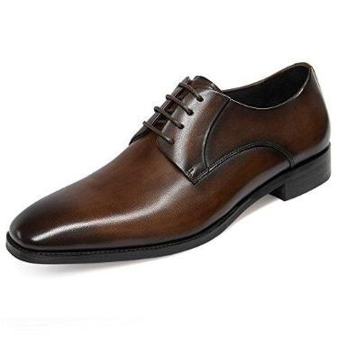 Imagem de GIFENNSE Sapato social masculino feito à mão, couro, moderno, clássico, com cadarço, forrado em couro, Dark Brown-2, 13