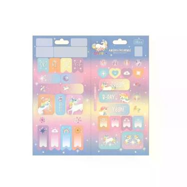 Imagem de Cartela de Adesivo Decorado Tilibra Duplo Blink Modelo 1 com Etiqueta Adesiva Formato 100MM X 208MM 1 Folha
