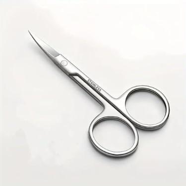 Imagem de 1 tesoura de unha de precisão de aço inoxidável para manicure resistente à ferrugem, prata