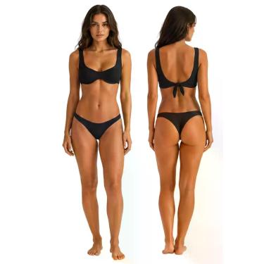 Imagem de Biquíni Feminino Canelado Aro Sem Bojo Calcinha Fio Duplo e Asa Delta 