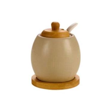 Imagem de Açucareiro de cerâmica Havana Vidal 250 ml fendi com tampa de bambu - 