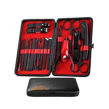 Imagem de Conjunto de manicure masculino, conjunto de manicure profissional, 18 peças, kits de cuidados com as unhas de aço inoxidável Aceoce com estojo de viagem luxuoso, kit de pedicure para presentes