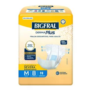 Imagem de Fralda Bigfral Derma Plus M com 8 unidades, 1 Unidade, 8, M