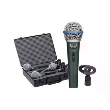 Imagem de Kit 03 Microfones Dinâmicos BT-58A Pro Cardioide em Metal para Vocais Grupo MXT